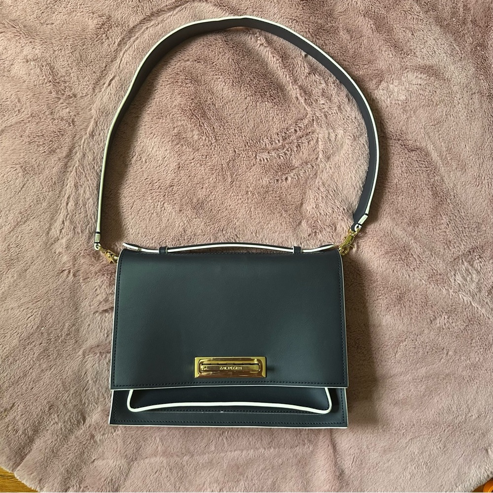 Zac Posen Black Shoulder Bag with Gold Hardware